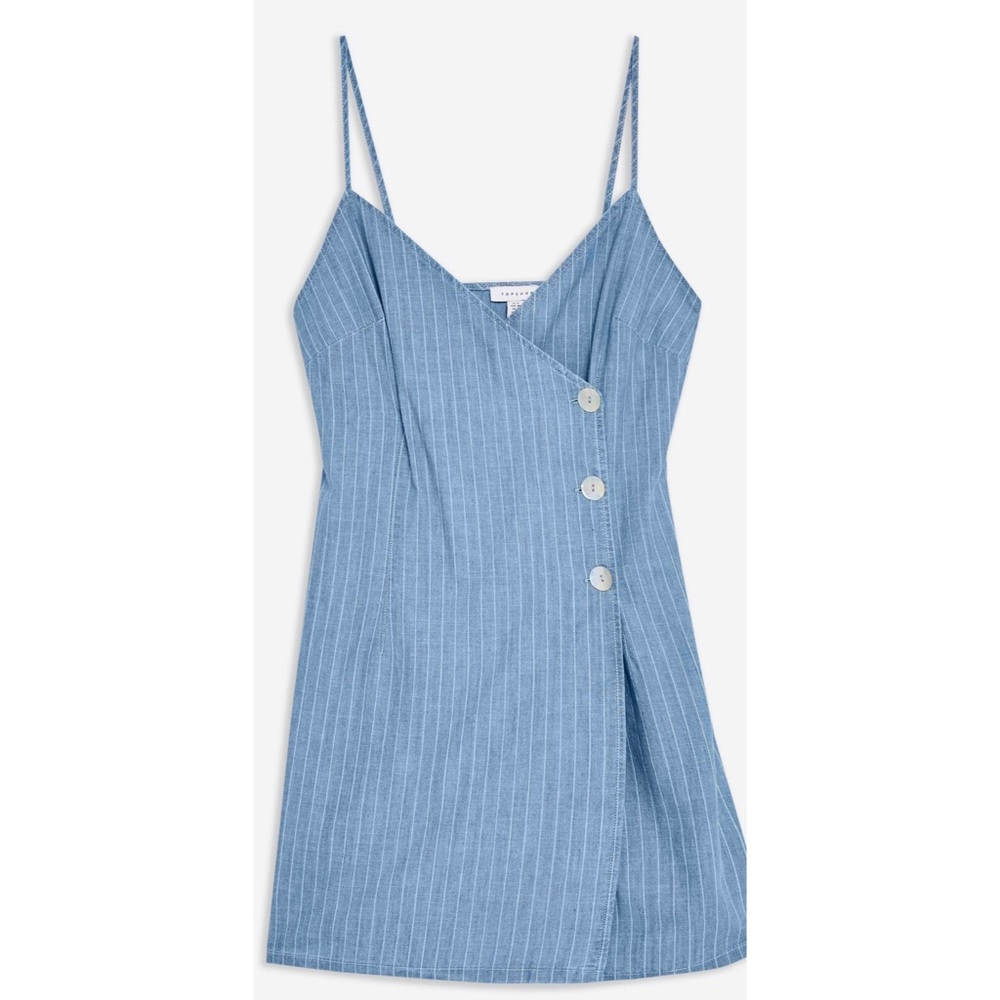 Topshop Blue Stripe Wrap Dress